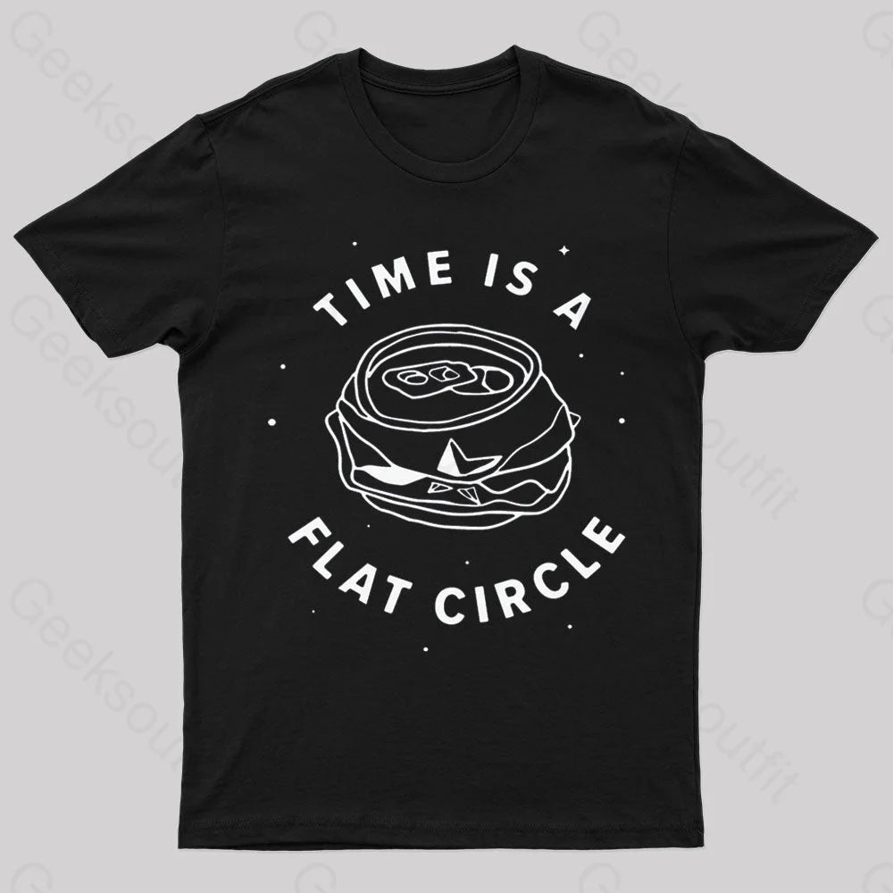 Time Is A Flat Circle Nerd T-Shirt Black / S