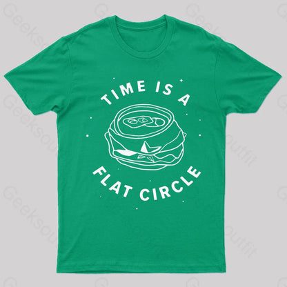 Time Is A Flat Circle Nerd T-Shirt Green / S