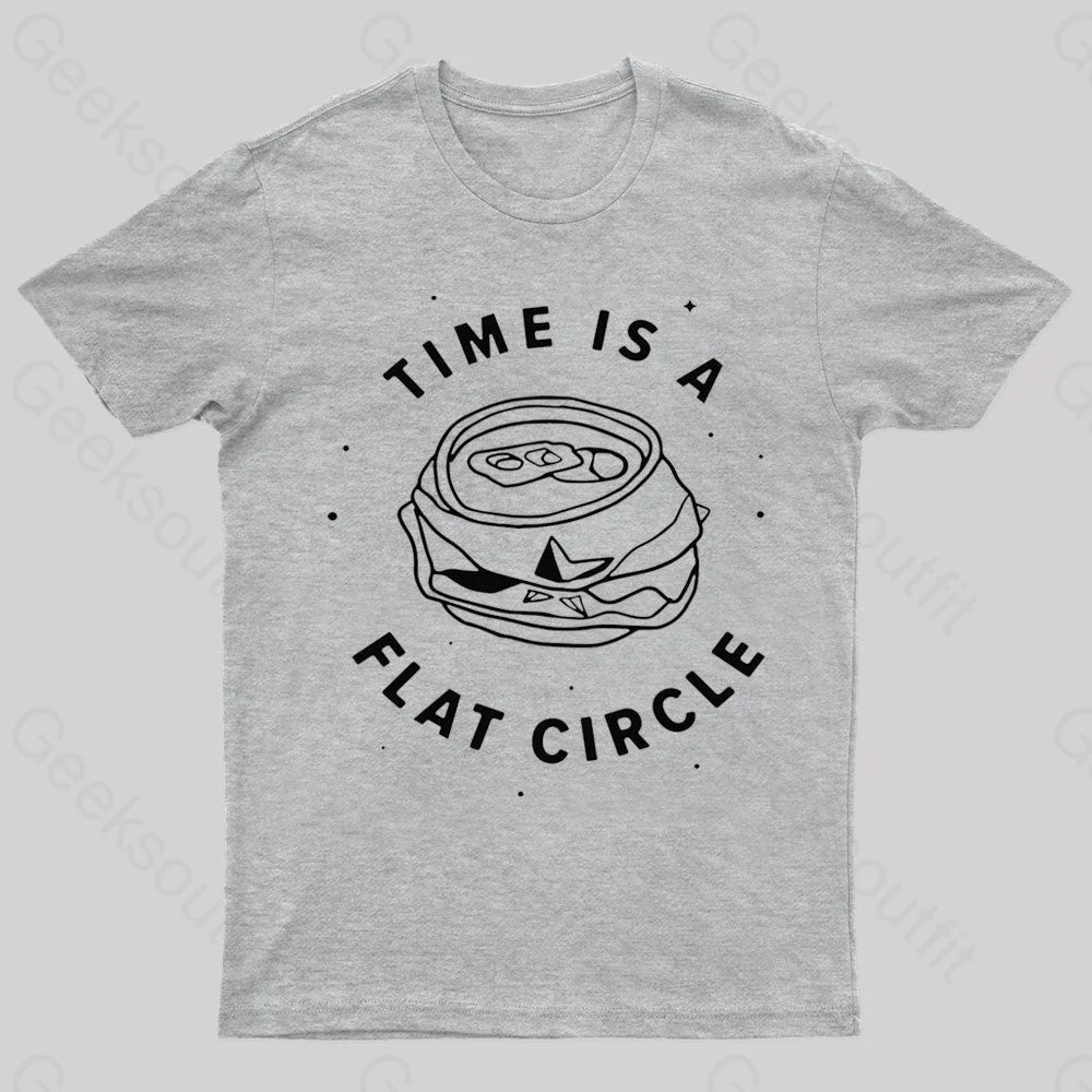 Time Is A Flat Circle Nerd T-Shirt Grey / S