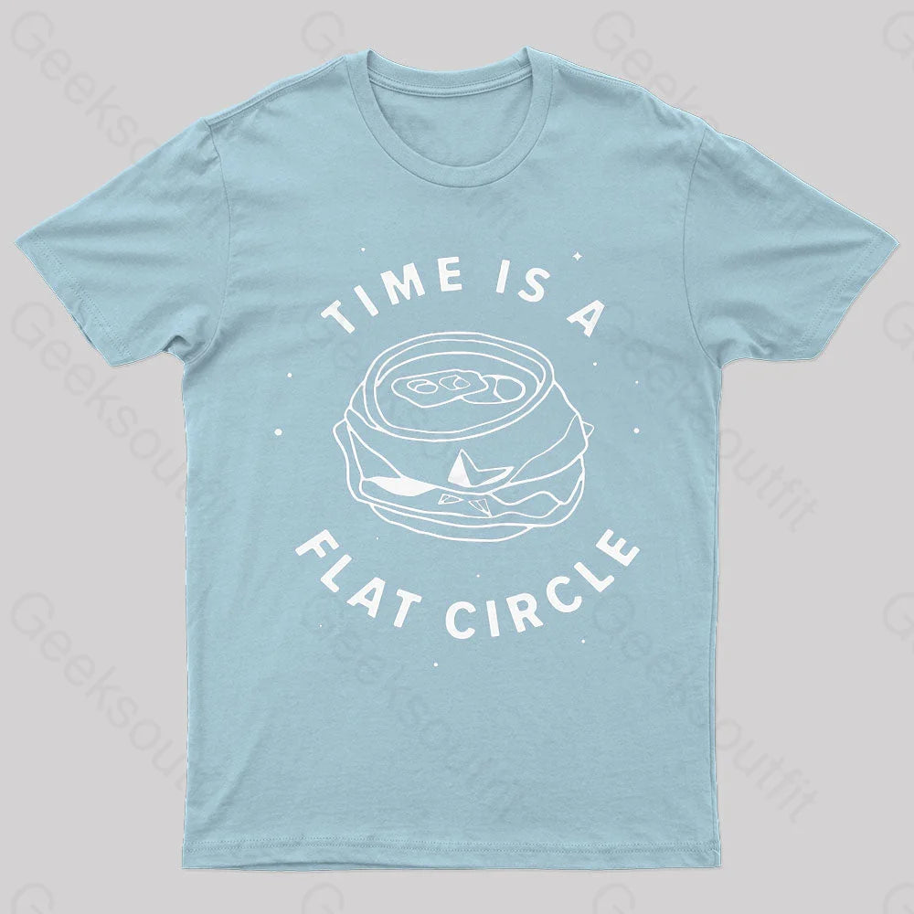 Time Is A Flat Circle Nerd T-Shirt Light Blue / S