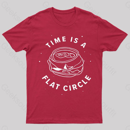 Time Is A Flat Circle Nerd T-Shirt Red / S