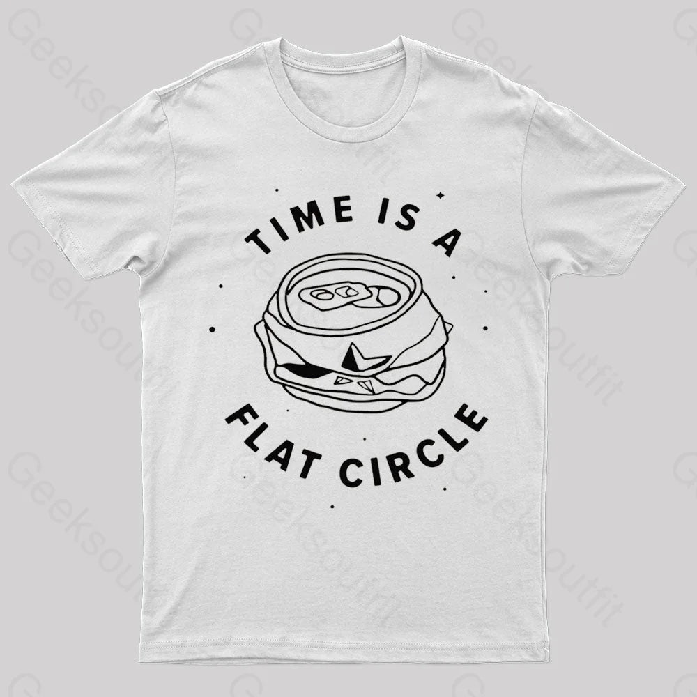 Time Is A Flat Circle Nerd T-Shirt White / S