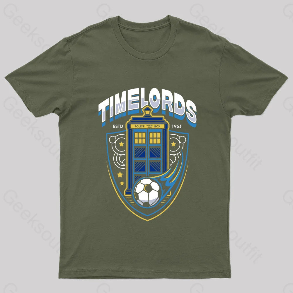 Timelords Football Team Nerd T-Shirt Army Green / S