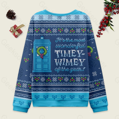 Timey Wimey Blue Ugly Christmas Sweater Men’s Style-S