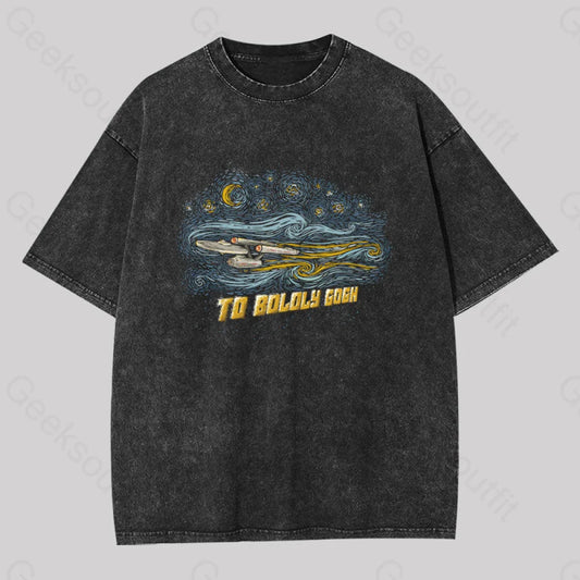 To Boldly Gogh Washed T-Shirt Black / S