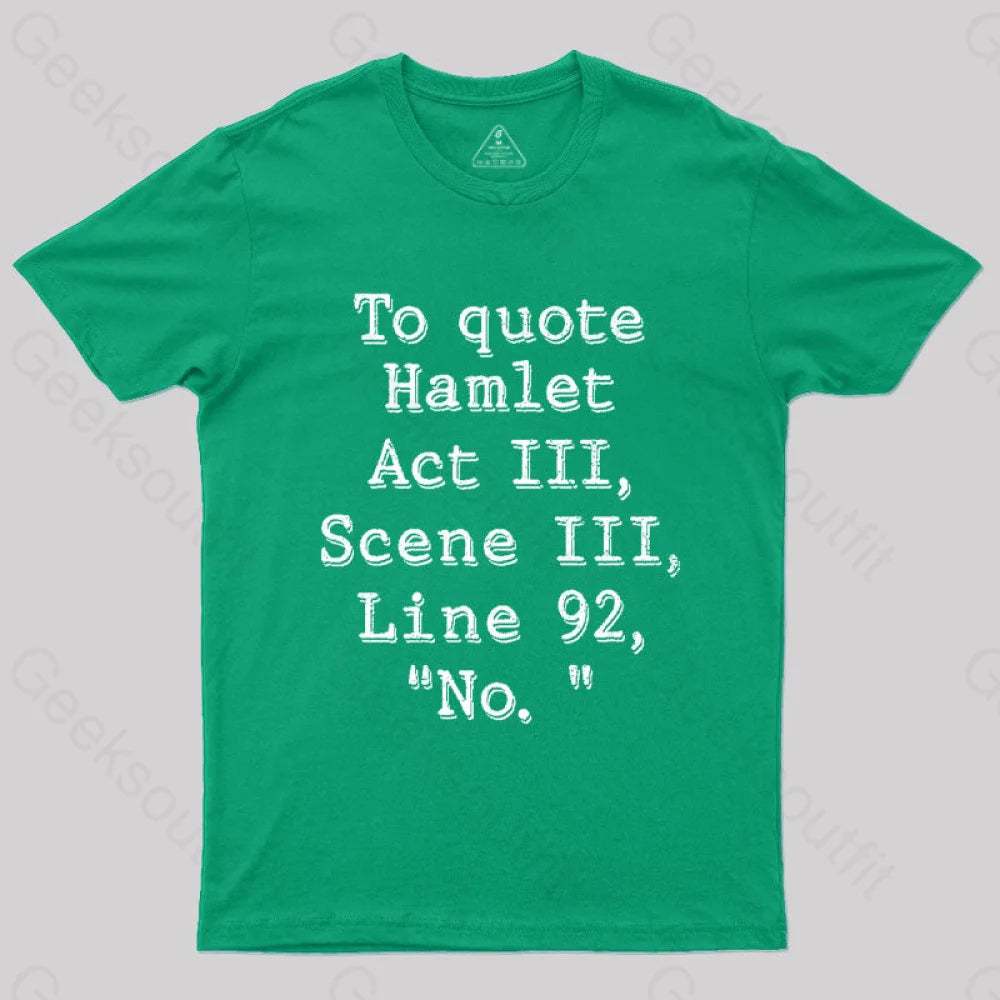 To Quote Hamlet Nerd T-Shirt Green / S