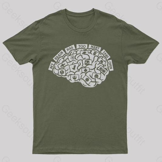 Too Many Tabs Nerd T-Shirt Army Green / S