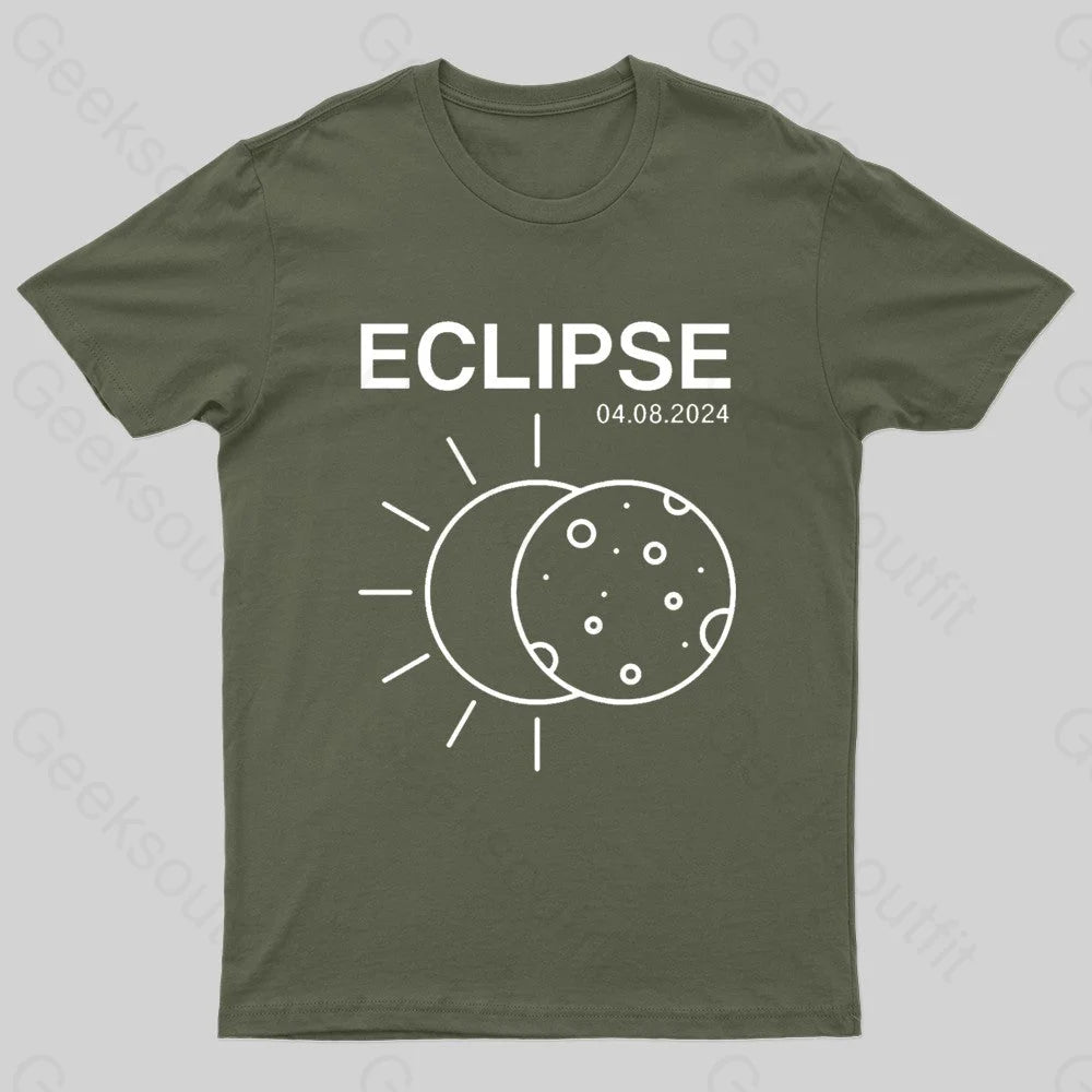 Total Solar Eclipse 2024 Geek T-Shirt Army Green / S