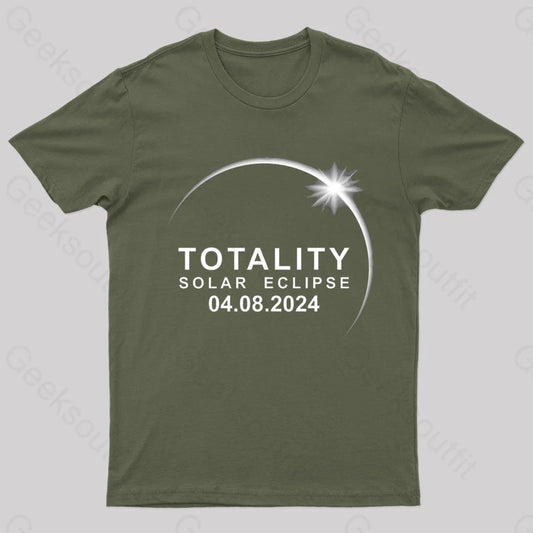 Total Solar Eclipse 2024 Nerd T-Shirt Army Green / S