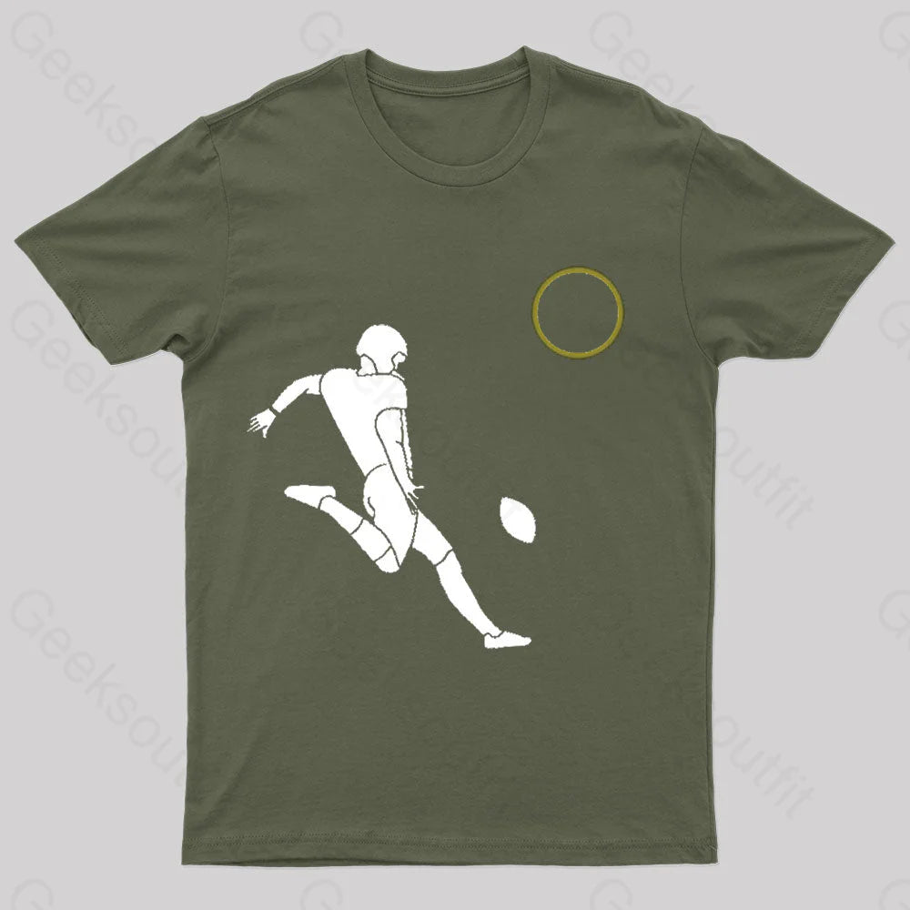 Total Solar Eclipse Football Player Nerd T-Shirt Army Green / S