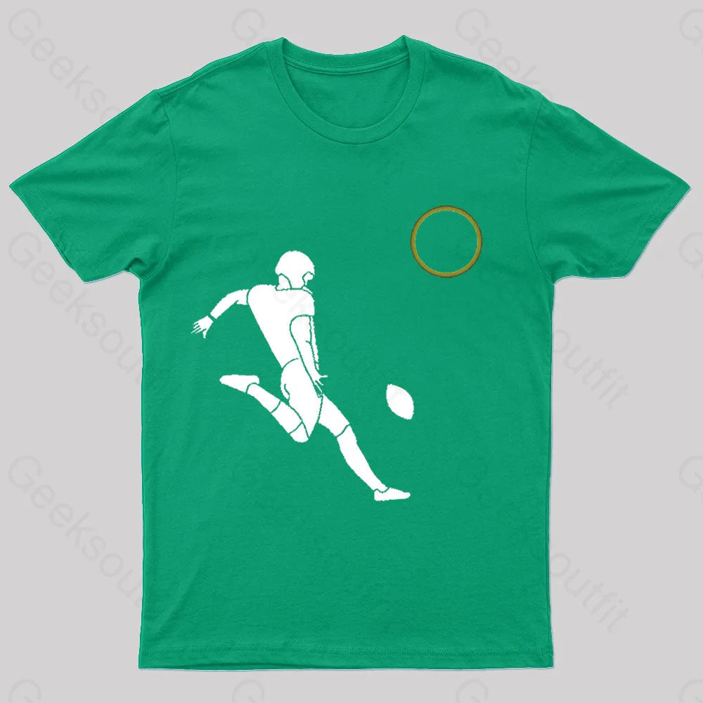 Total Solar Eclipse Football Player Nerd T-Shirt Green / S