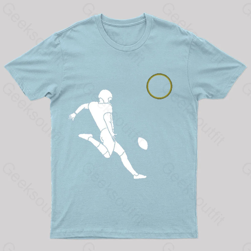 Total Solar Eclipse Football Player Nerd T-Shirt Light Blue / S