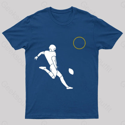 Total Solar Eclipse Football Player Nerd T-Shirt Navy / S