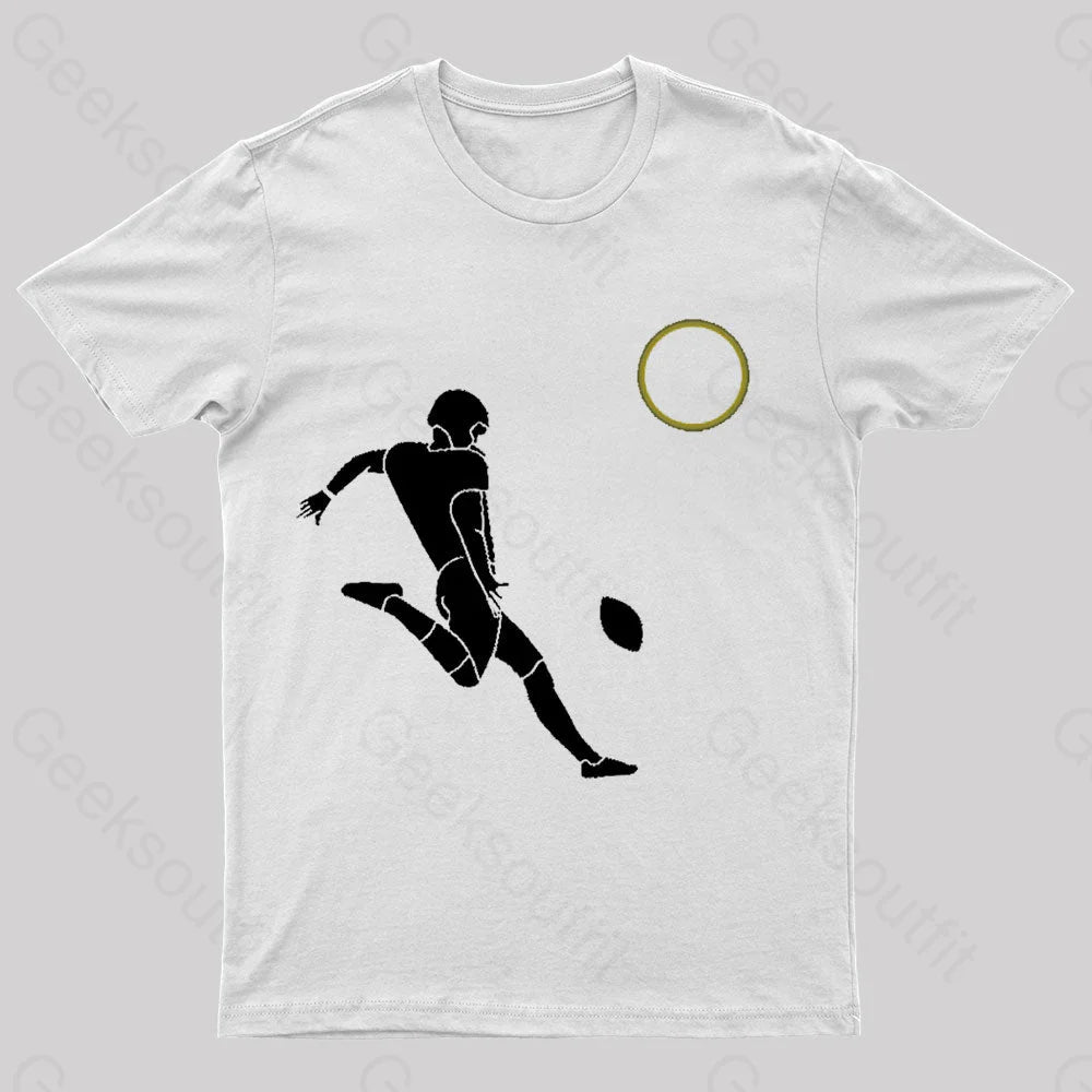 Total Solar Eclipse Football Player Nerd T-Shirt White / S