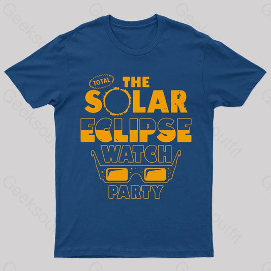 Total Solar Eclipse Watch Party Nerd T-Shirt Navy / S