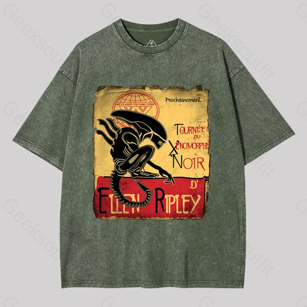 Tournee Du Xenomorphe Doir Washed T-Shirt Army Green / S