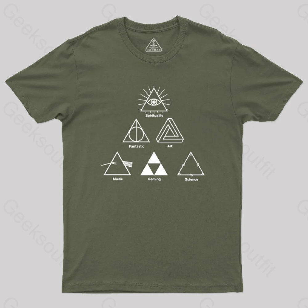 Triangles Geek T-Shirt Army Green / S