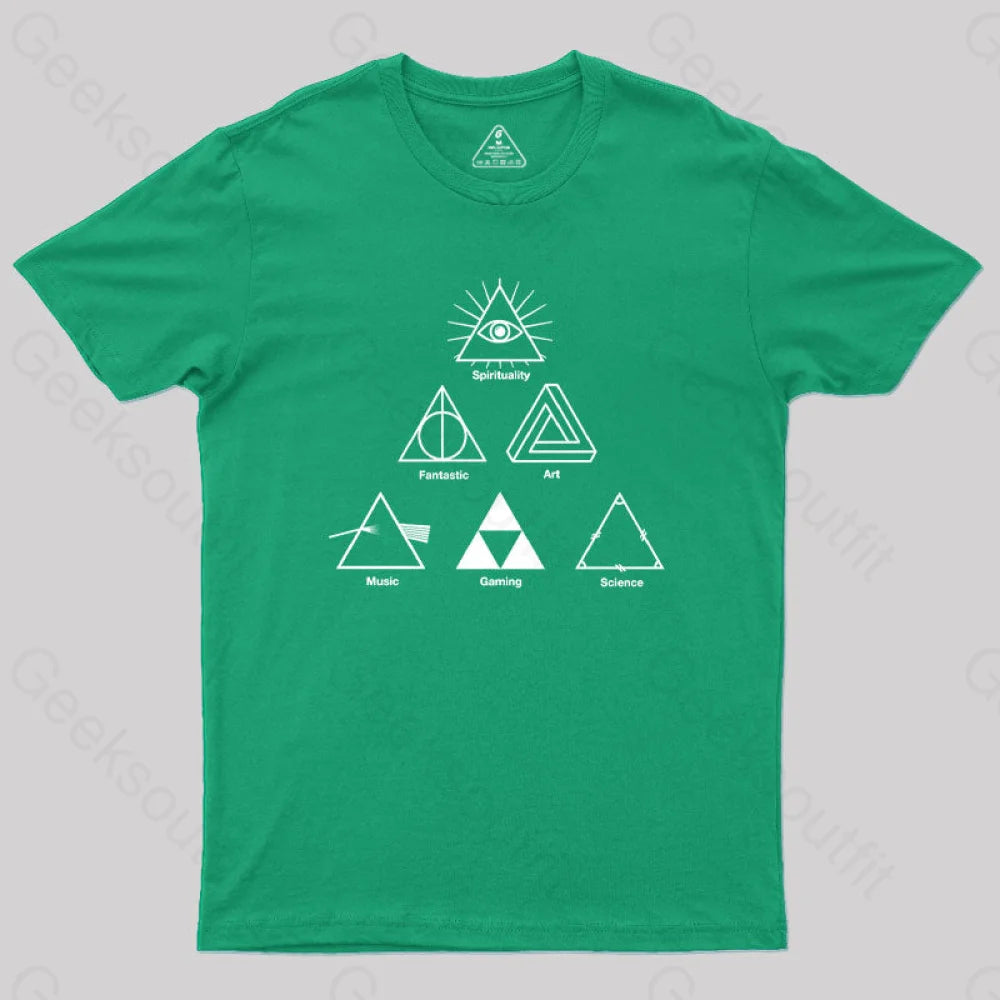 Triangles Geek T-Shirt Green / S