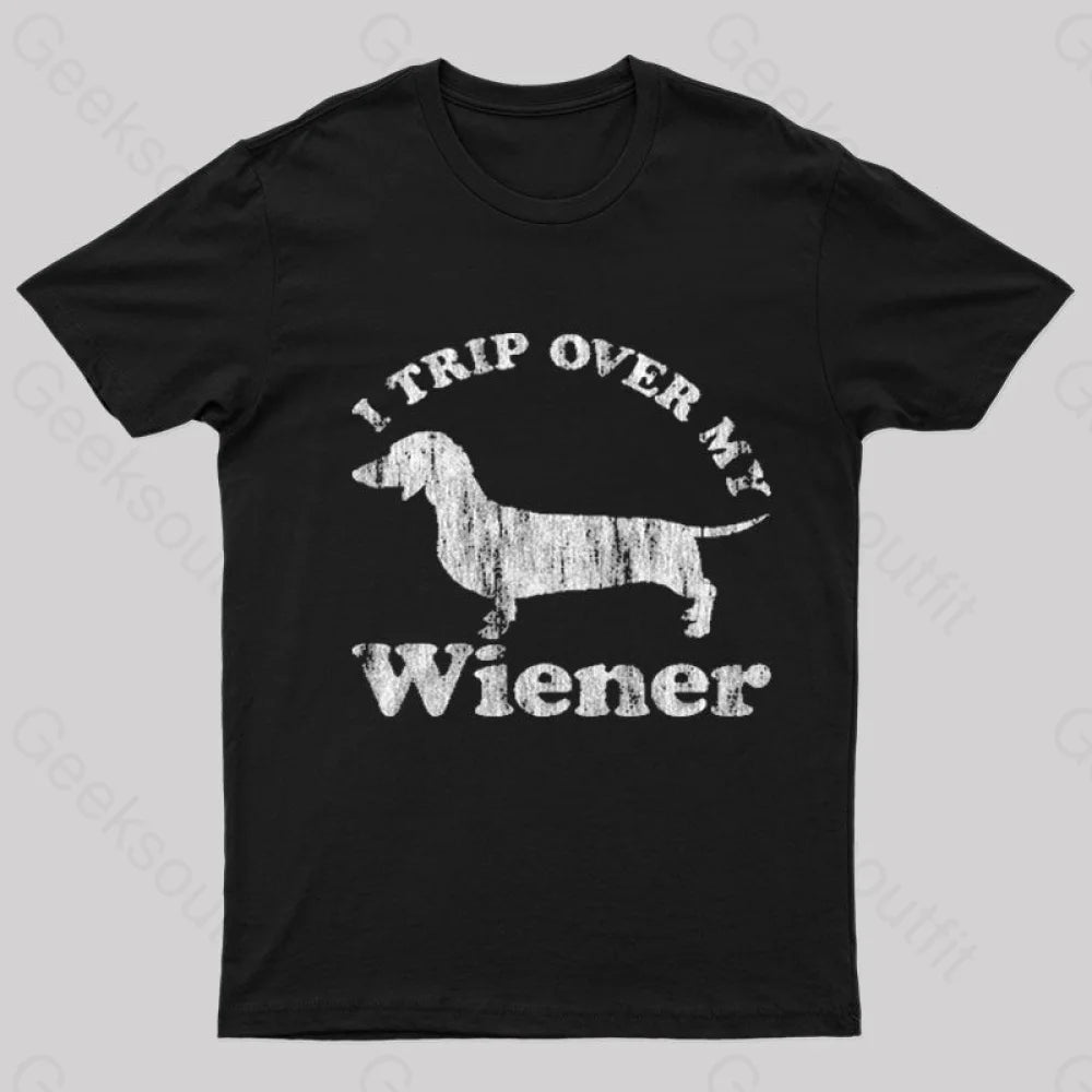 Trip Over My Wiener Nerd T-Shirt Black / S