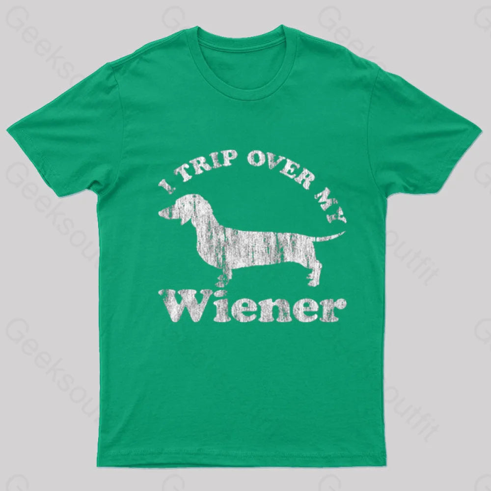 Trip Over My Wiener Nerd T-Shirt Green / S