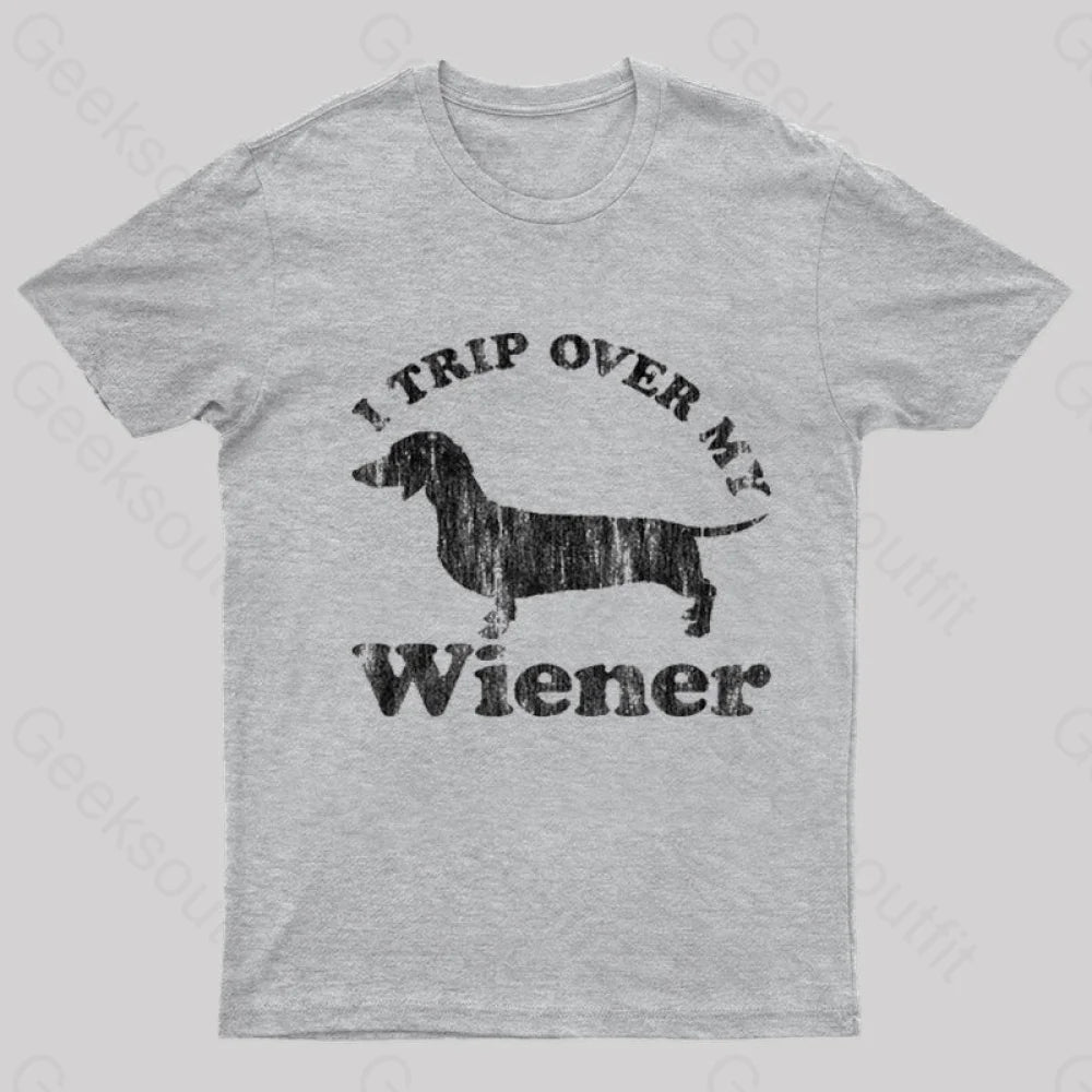 Trip Over My Wiener Nerd T-Shirt Grey / S