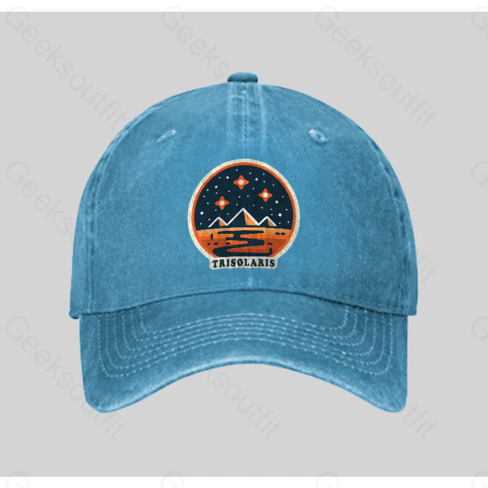 Trisolaris Washed Vintage Baseball Cap Blue