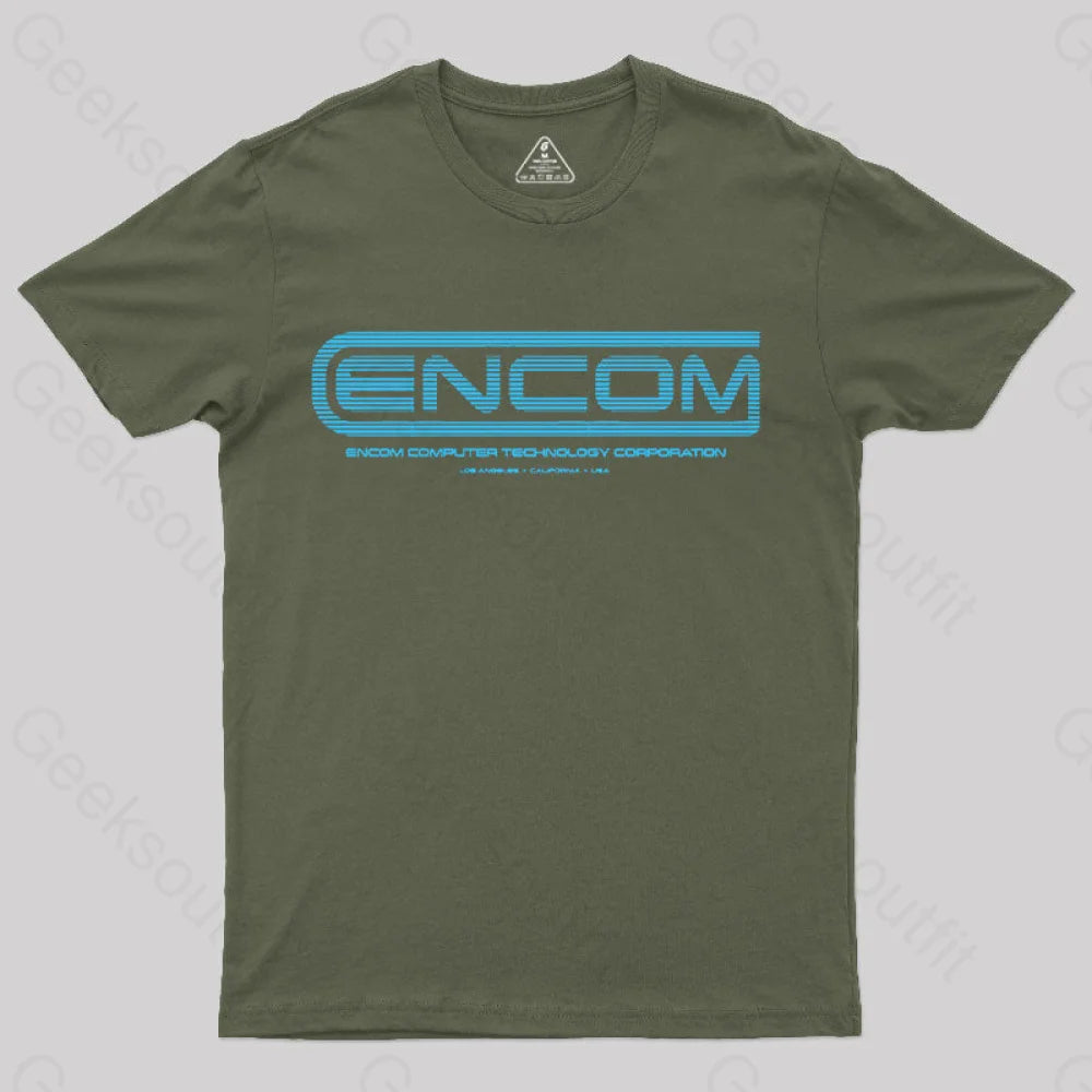 Tron - Encom Summer Sky T-Shirt Army Green / S