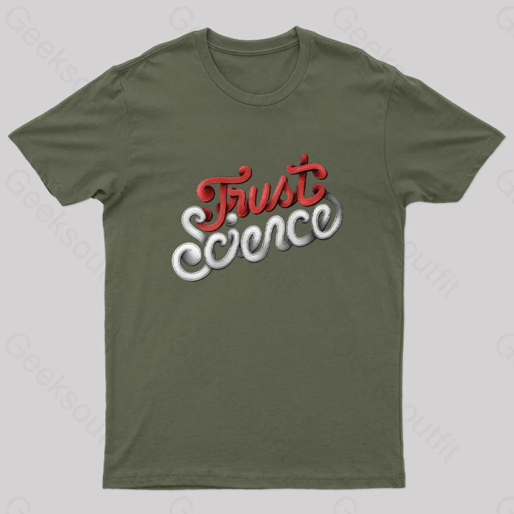 Trust Science Stitch Geek T-Shirt Army Green / S