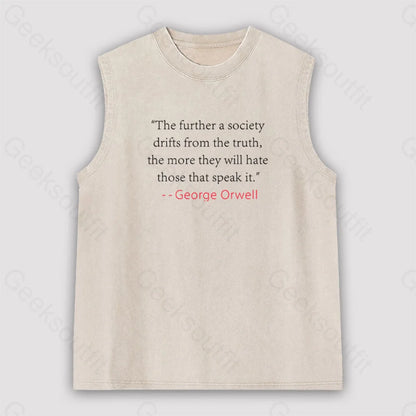 Truth Quote By George Orwell Classic Unisex Washed Tank Apricot / S