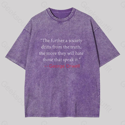 Truth Quote By George Orwell Classic Washed T-Shirt Purple / S