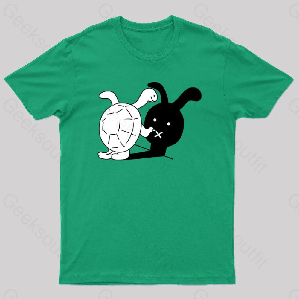 Turtle And Hare Shadow Geek T-Shirt Green / S