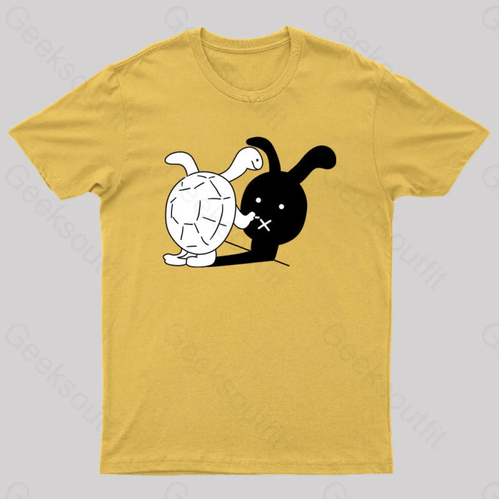 Turtle And Hare Shadow Geek T-Shirt Yellow / S