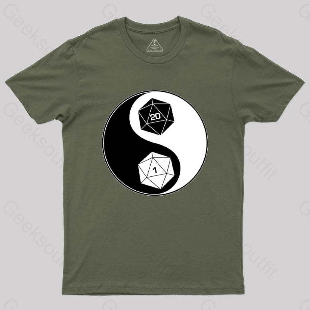 Twenty Sided Dice Tattoo T-Shirt Army Green / S