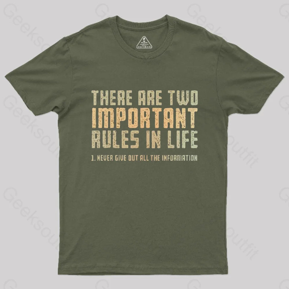 Two Important Rules T-Shirt Army Green / S