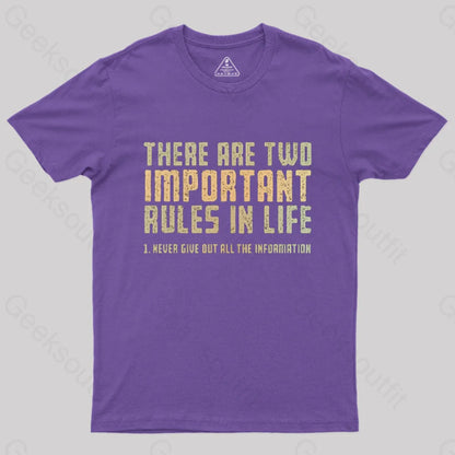 Two Important Rules T-Shirt Purple / S