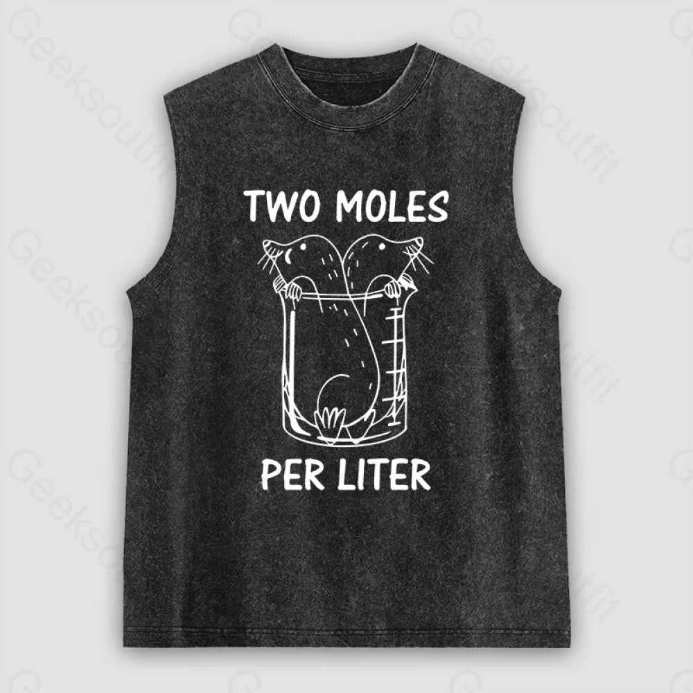 Two Moles Per Liter Unisex Washed Tank Black / S