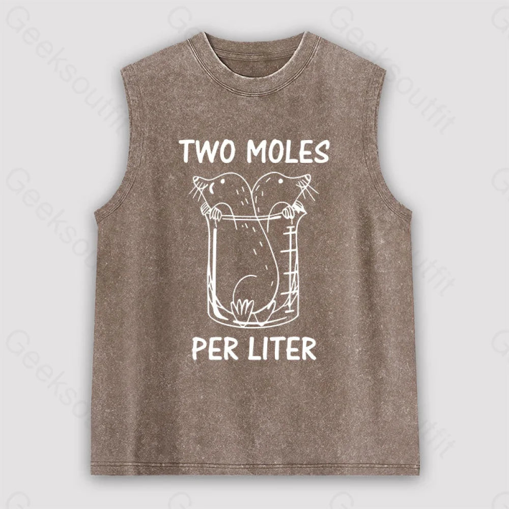 Two Moles Per Liter Unisex Washed Tank Brown / S