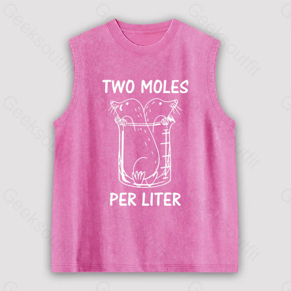 Two Moles Per Liter Unisex Washed Tank Pink / S