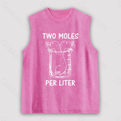 Two Moles Per Liter Unisex Washed Tank Pink / S