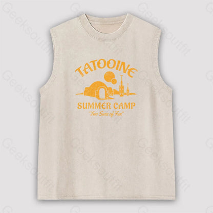 Two Suns Of Fun Unisex Washed Tank Apricot / S