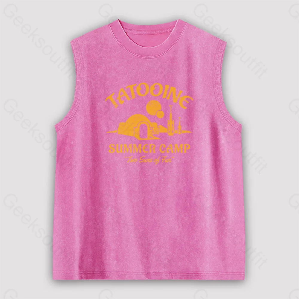 Two Suns Of Fun Unisex Washed Tank Pink / S