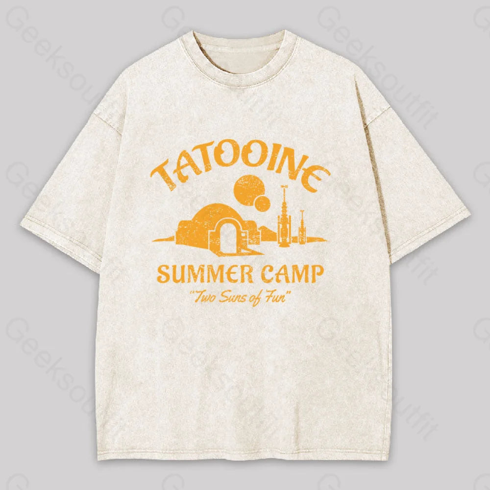 Two Suns Of Fun Washed T-Shirt Apricot / S