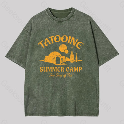 Two Suns Of Fun Washed T-Shirt Army Green / S