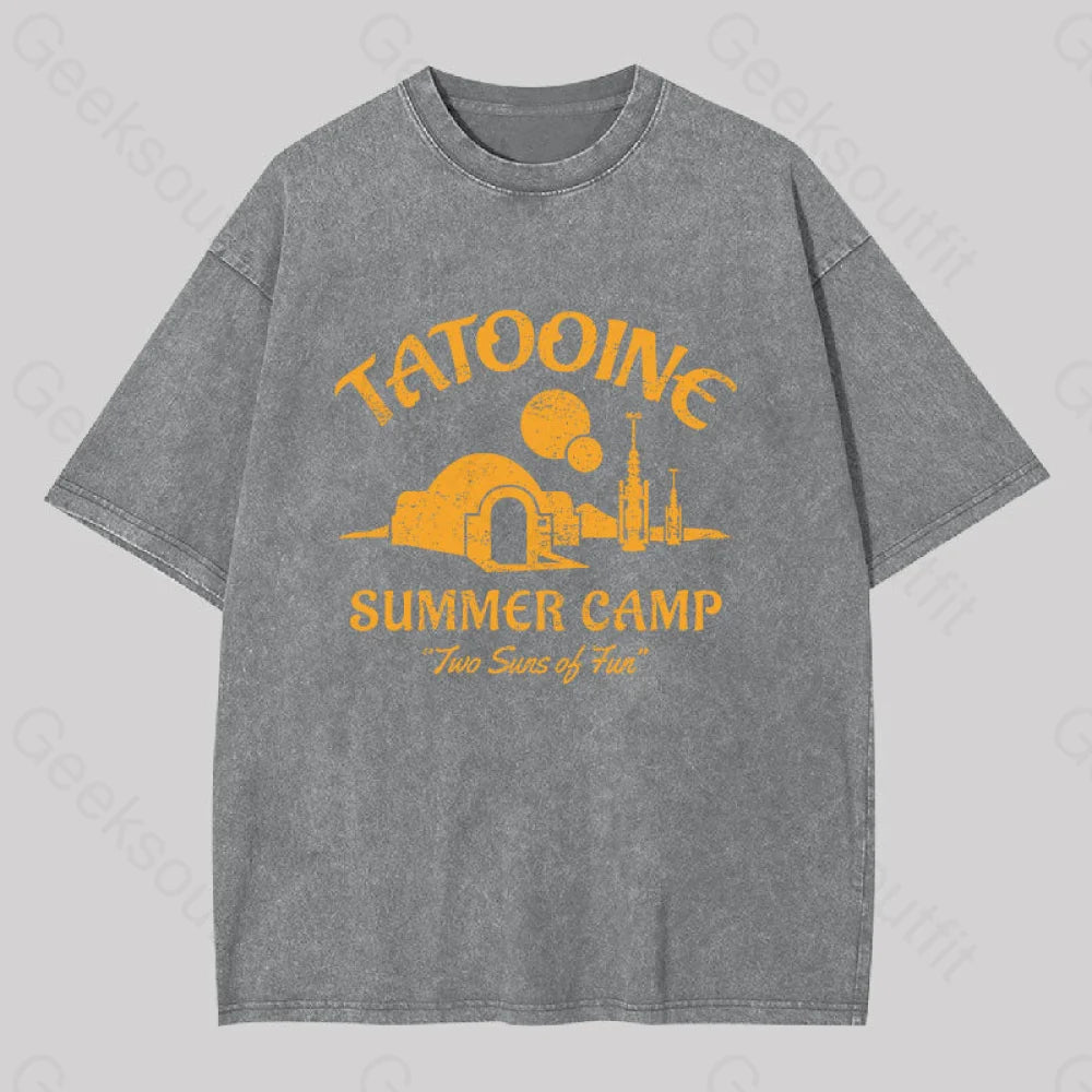 Two Suns Of Fun Washed T-Shirt Grey / S