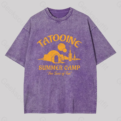 Two Suns Of Fun Washed T-Shirt Purple / S