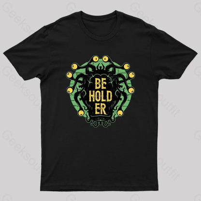 Typographic Beholder Geek T-Shirt Black / S