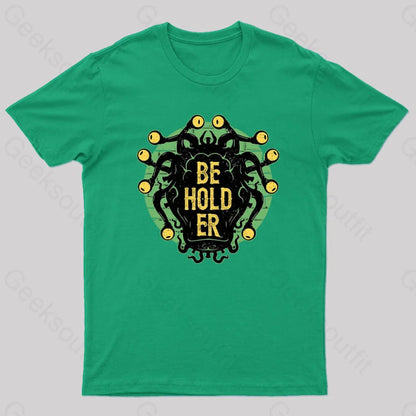 Typographic Beholder Geek T-Shirt Green / S