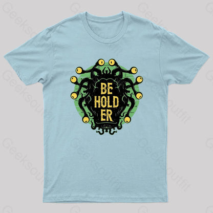 Typographic Beholder Geek T-Shirt Light Blue / S