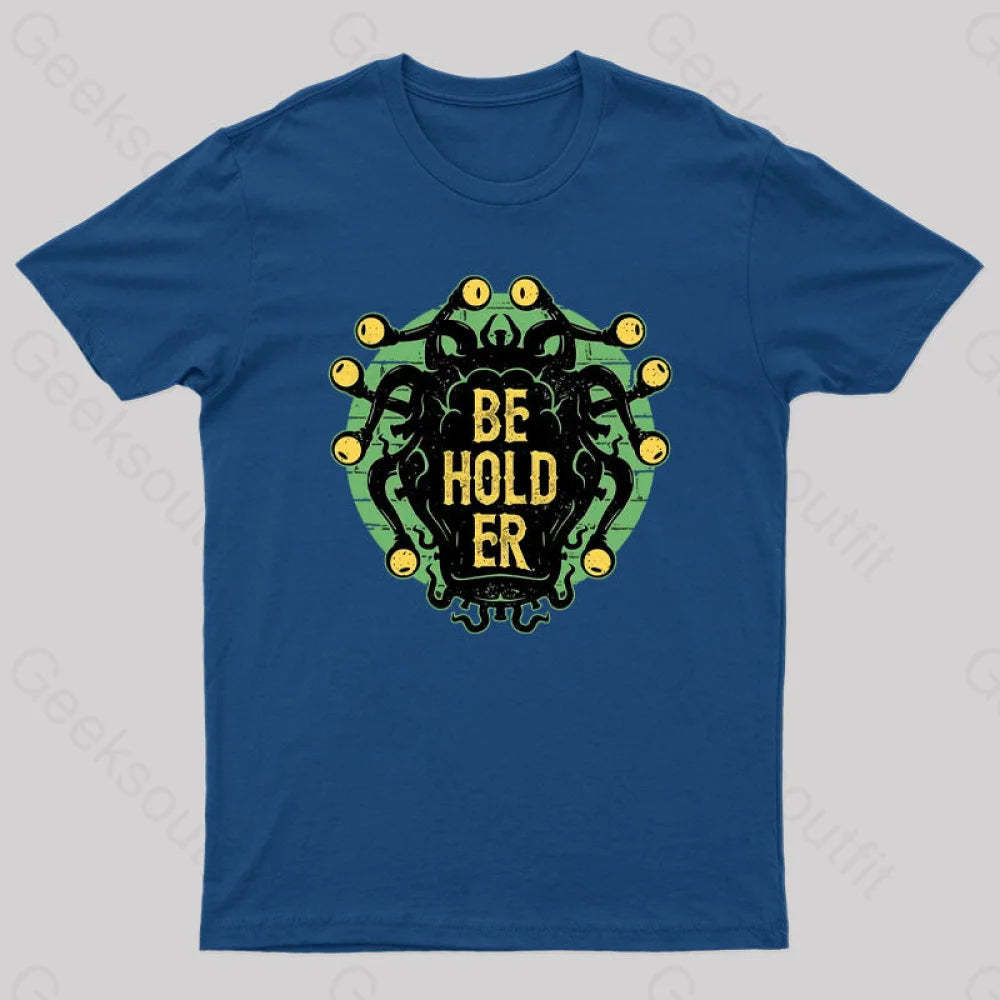 Typographic Beholder Geek T-Shirt Navy / S