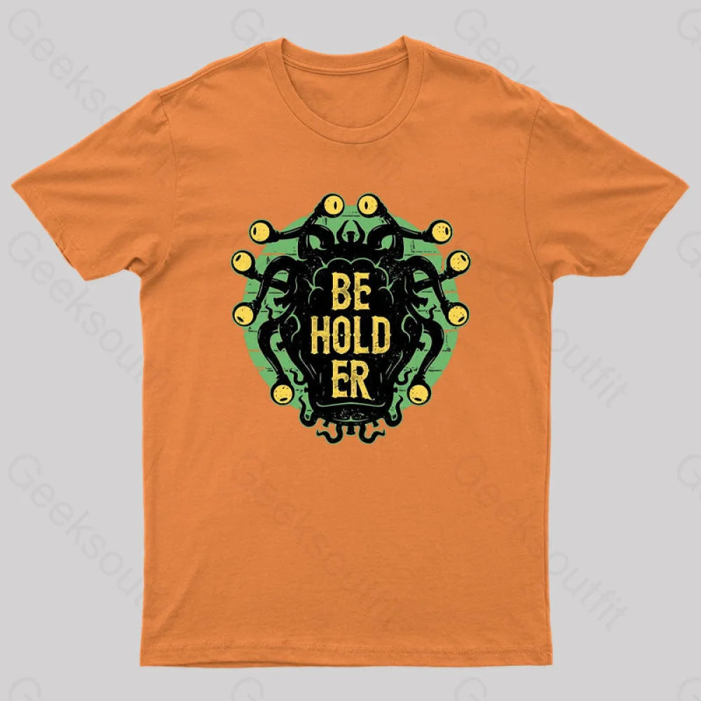 Typographic Beholder Geek T-Shirt Orange / S